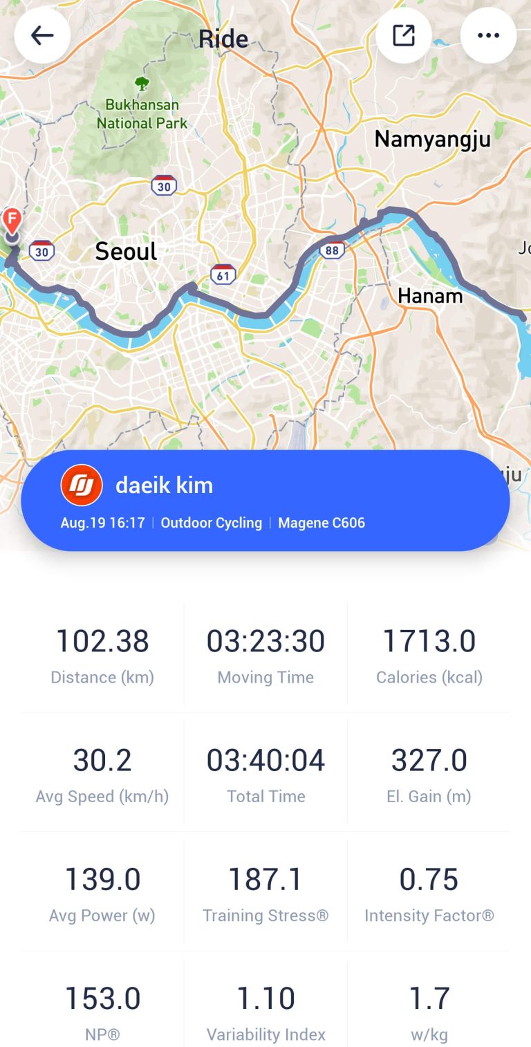 편안해진 사이클 100km 라이딩 훈련